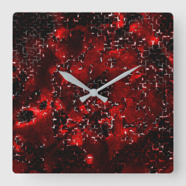 Reloj Cuadrado Mezcla de pétalos rojos llamativos y rústicos bajo