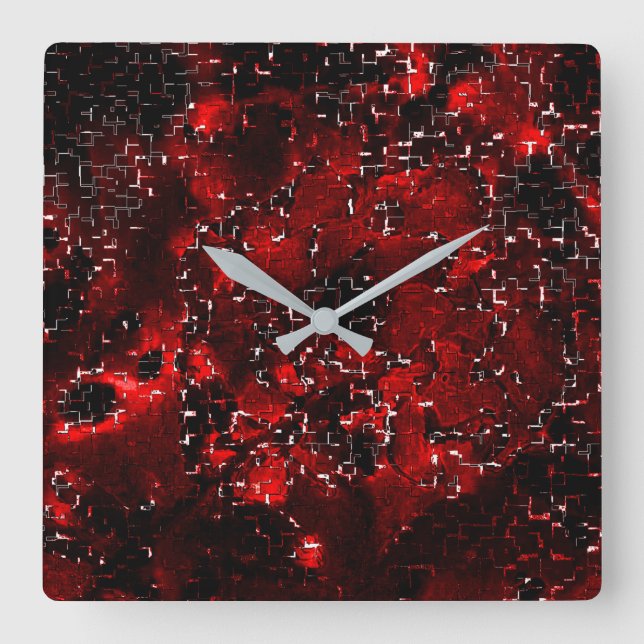Reloj Cuadrado Mezcla de pétalos rojos llamativos y rústicos bajo (Anverso)