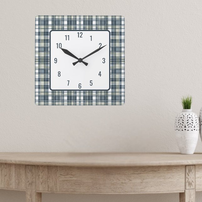 Reloj Cuadrado Mezclilla Sage Blanco Cuadros (Subido por el creador)