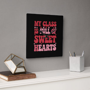 Reloj Cuadrado Mi clase está llena de enamorados San Valentín 