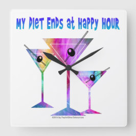 Reloj Cuadrado ¡Mi dieta termina en Happy Hour!