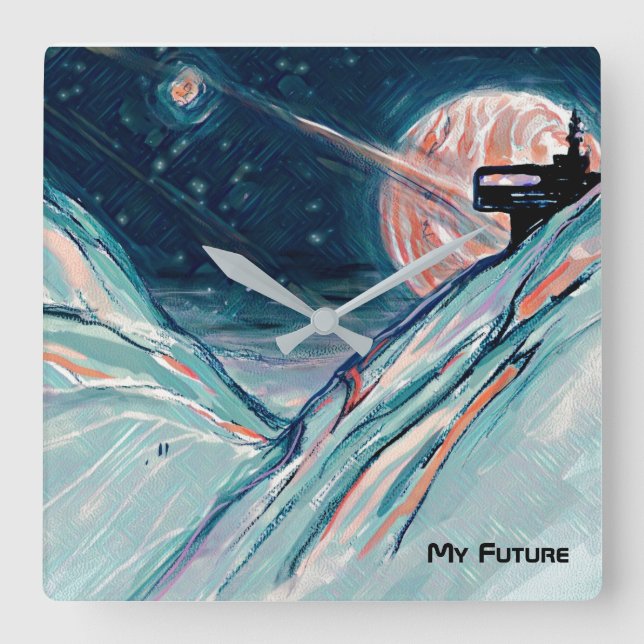 Reloj Cuadrado Mi futuro hogar en el espacio (Anverso)