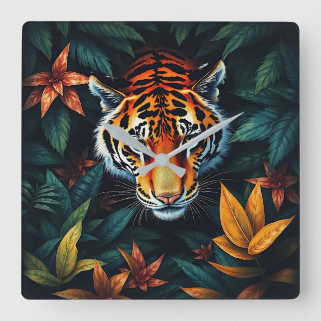 Reloj Cuadrado “Mi Tigre” – Retrato Colorido de Tigre (Anverso)