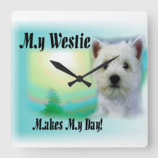 Reloj Cuadrado Mi Westie me hace mi día