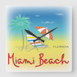 Reloj Cuadrado Miami Beach, Florida Palm Wall Clock
