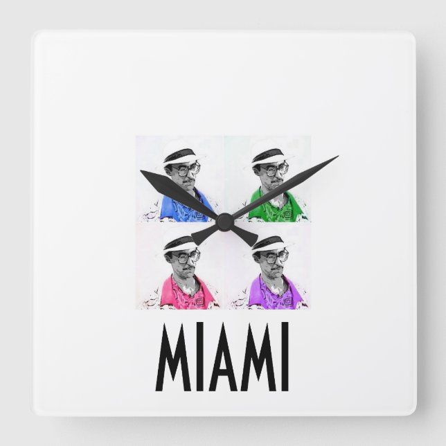 Reloj Cuadrado ~Miami Izzy~ MIAMI VICE IZZY POP ART WALLCLOCK! (Anverso)