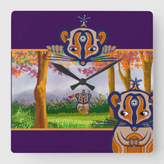 Reloj Cuadrado Mice creatures in the field Fleece Blanket