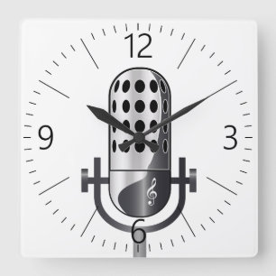 Reloj Cuadrado Micrófono vintage