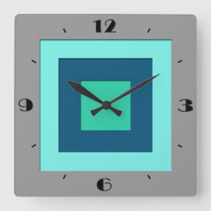 Reloj Cuadrado Mid-Century layered squares - blue & grey / gray