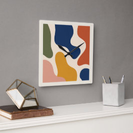 Reloj Cuadrado Mid-Century Modern Abstract Organic Shapes Square