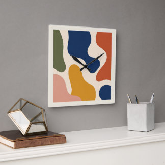 Reloj Cuadrado Mid-Century Modern Abstract Organic Shapes Square
