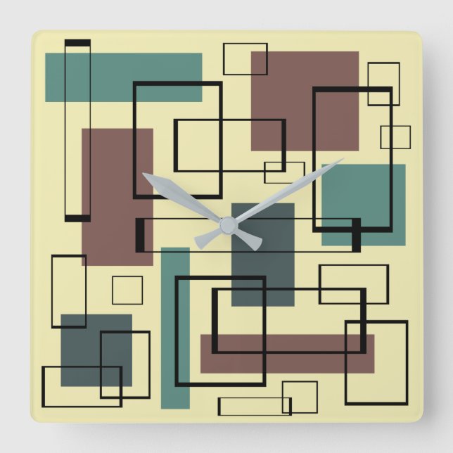 Reloj Cuadrado Mid Century Modern Rectangles (Anverso)