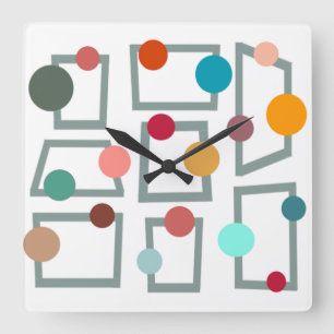 Reloj Cuadrado Mid-century Modern Trapezoids and Circles