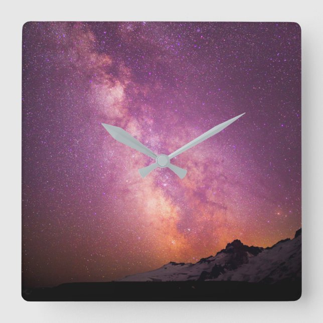 Reloj Cuadrado Milky Way | Over the Shoulder of Mt. Rainier (Anverso)