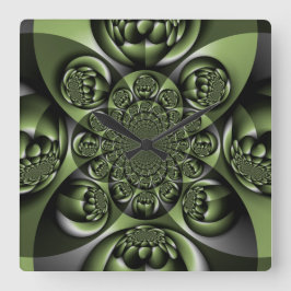 Reloj Cuadrado Mini Esferas del bosque verde blanco