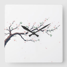 Reloj Cuadrado Minimal Japanese Tree Branch