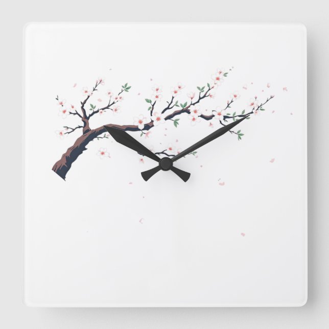 Reloj Cuadrado Minimal Japanese Tree Branch Wall Clock (Anverso)