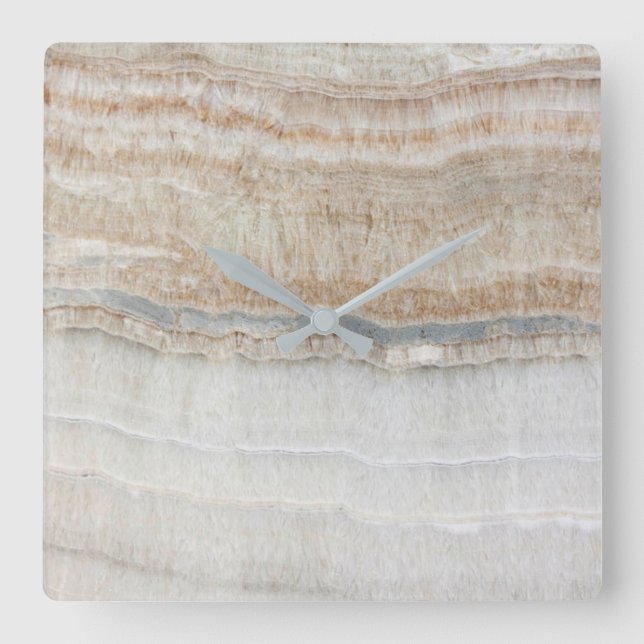 Reloj Cuadrado minimalist modern chic beige tan white grey marble (Anverso)