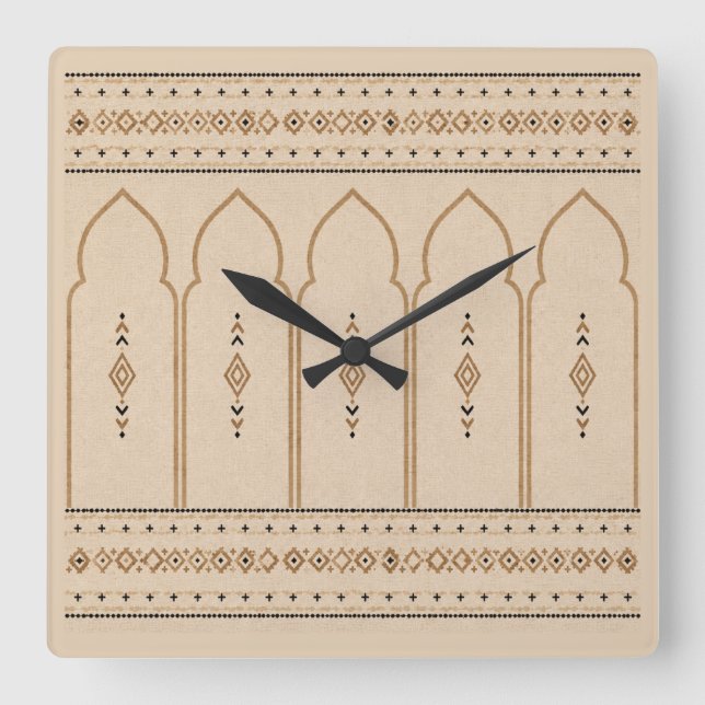 Reloj Cuadrado Minimalist Moroccan Arch Wall Clock (Anverso)
