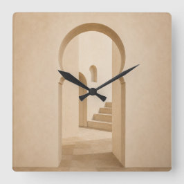 Reloj Cuadrado Minimalist Moroccan Arch Wall Clock | Neutral Riad