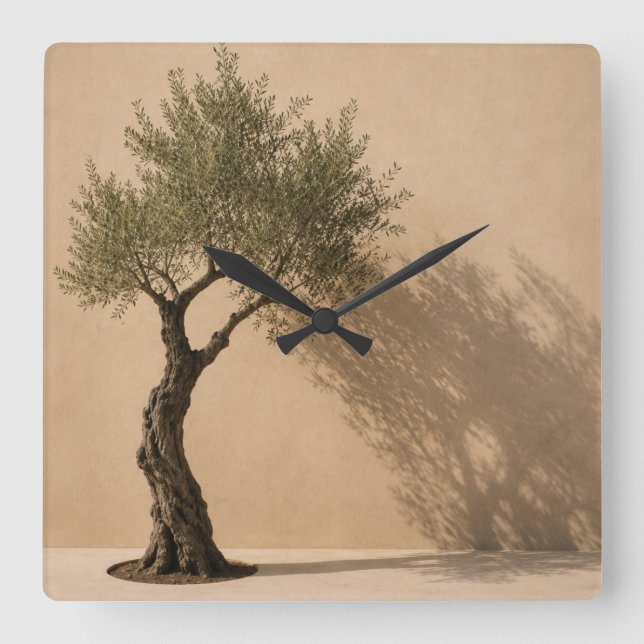 Reloj Cuadrado Minimalist Olive Tree Wall Clock (Anverso)
