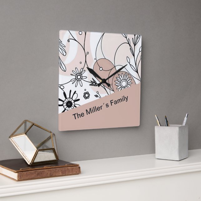 Reloj Cuadrado Minimalista Boho Brown Cosy Vibes (Oficina)