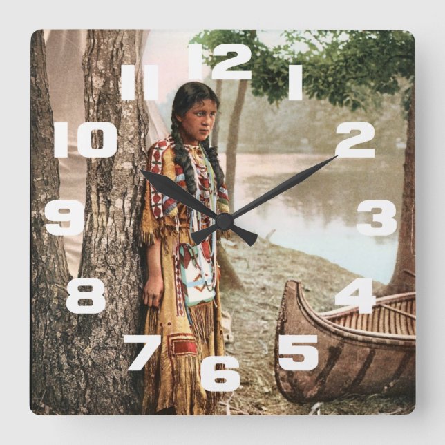 Reloj Cuadrado Minnehaha 1897 Nativo Estadounidense Hiawatha Vint (Anverso)