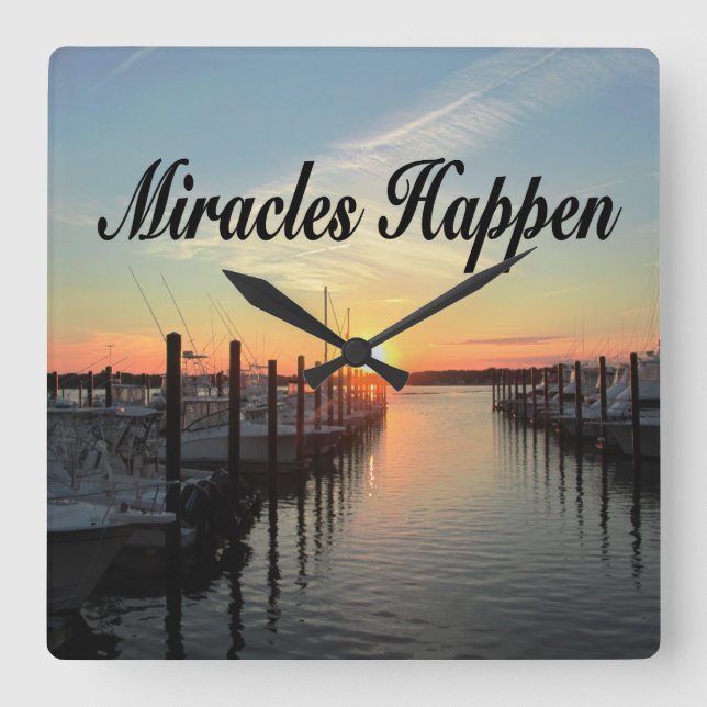 RELOJ CUADRADO MIRACLES SUCEDIERON DISEÑO DE FOTOS DE SUNSET (Anverso)