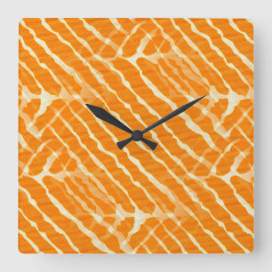 Reloj Cuadrado Mirada anaranjada de la lona de las rayas del