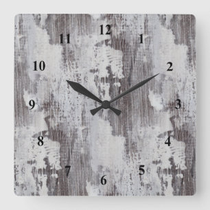 Reloj Cuadrado Mirada blanqueada Maui apenada del grano de madera