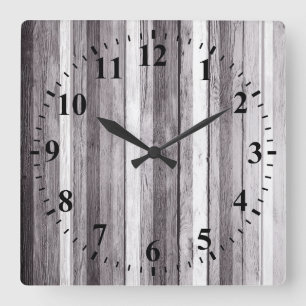 Reloj Cuadrado Mirada de madera #10 de los colores del vintage