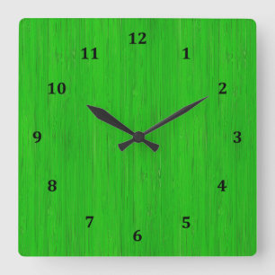 Reloj Cuadrado Mirada de madera de bambú verde clara del grano