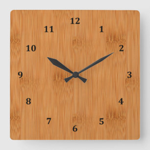 Reloj Cuadrado Mirada de madera del grano de la tostada de bambú