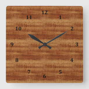 Reloj Cuadrado Mirada de madera del grano del acacia rizado de
