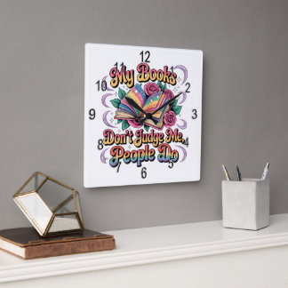 Reloj Cuadrado Mis Libros No Me Juzgan...