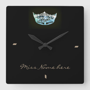 Reloj Cuadrado Miss América estilo Aqua Crown Clock
