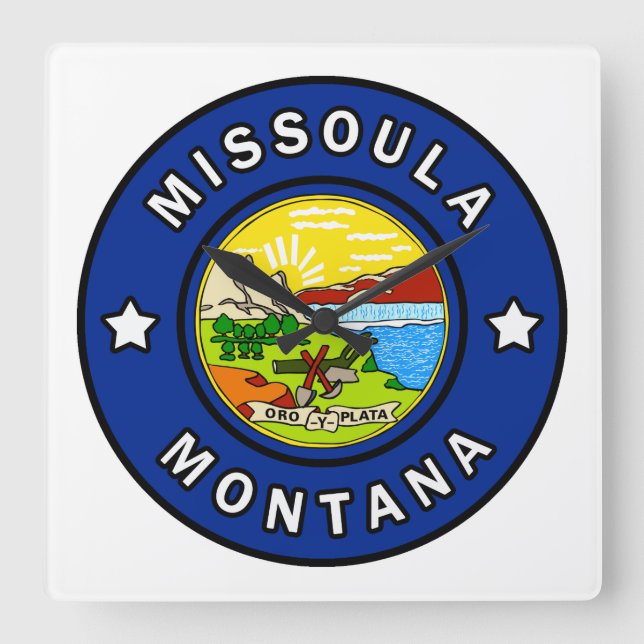 Reloj Cuadrado Missoula Montana (Anverso)