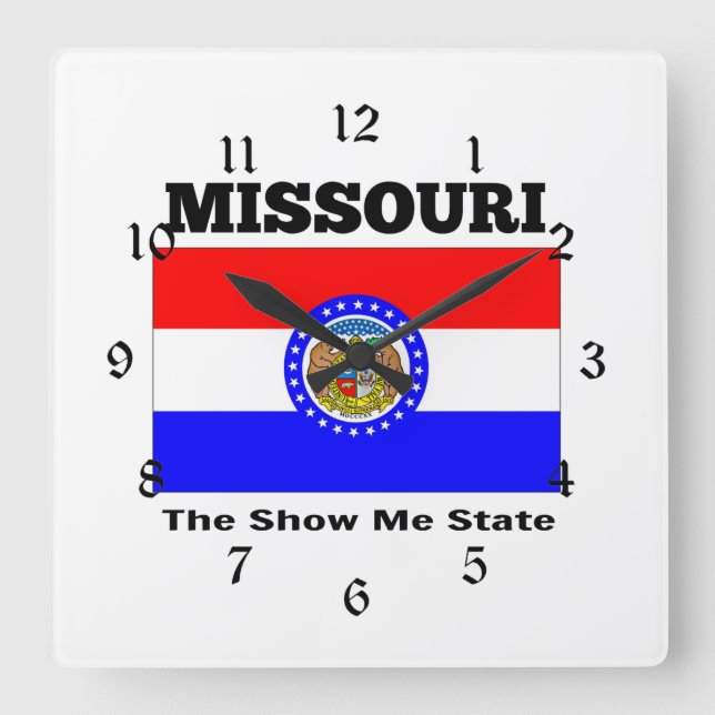Reloj Cuadrado Missouri, el show me state (Anverso)