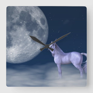 Reloj Cuadrado Mística Unicornio Moon Magic