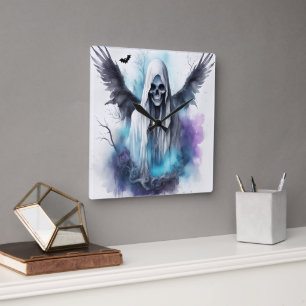 Reloj Cuadrado Místico Halloween Ghost Gothcolor Art