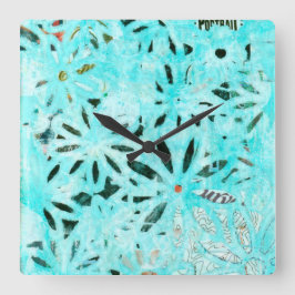Reloj Cuadrado Mixed Media Daisy Art