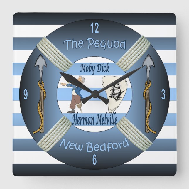 Reloj Cuadrado Moby-Dick ~ El Pequod ~Herman Melville ~Capt Ahab (Anverso)