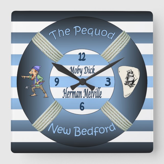 Reloj Cuadrado Moby-Dick ~ The Pequod ~Herman Melville ~Lifesaver (Anverso)