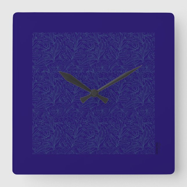 Reloj Cuadrado Moda Cobalto de oro Abstracto Floral (Anverso)