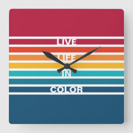 Reloj Cuadrado Moda Colorful Stripes Pattern Vida en vivo en colo