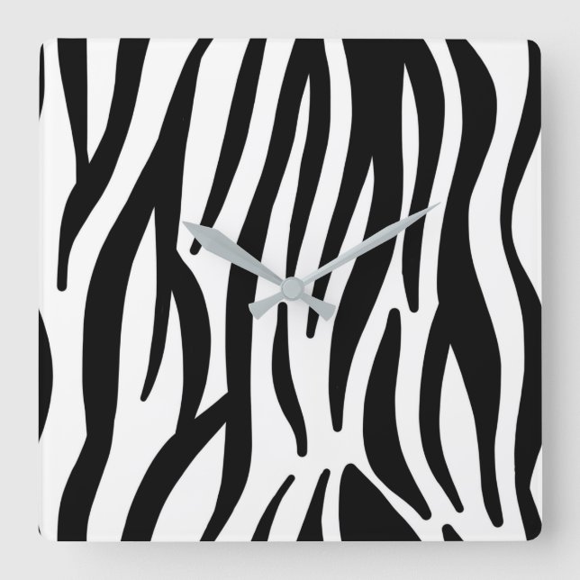 Reloj Cuadrado moda giratoria elegante impresión de cebra blanca  (Anverso)