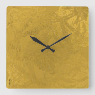 Reloj Cuadrado Moda Gold Abstract Floral