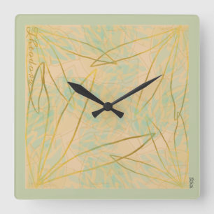 Reloj Cuadrado Moda Hoja de Oro Aqua Rosa