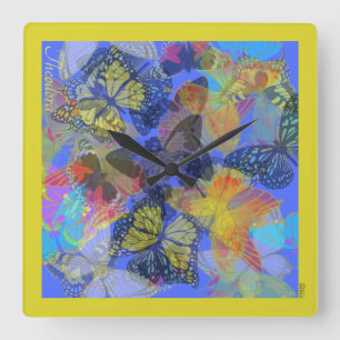 Reloj Cuadrado Moda Mariposa dorada Bleu Amarillo