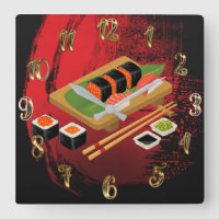 Moda moderna elegante Sushi negro y rojo